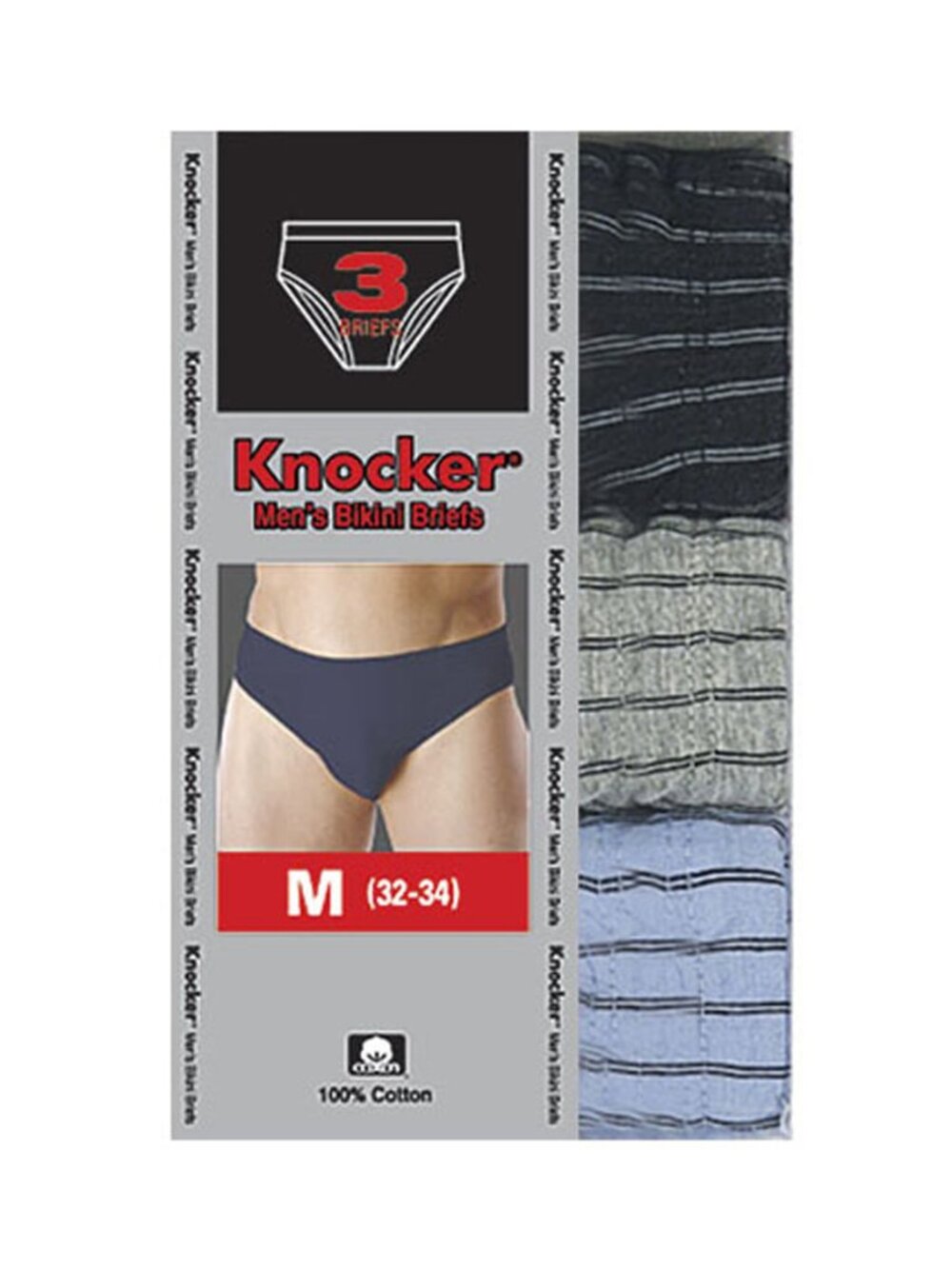 $10 SALE PACK OF 6 Men's Knocker Striped Solid Band Solid Bikini Briefs